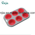 Silicone /Carbon Steel Molds Cake Pops, Silicone Bakeware 6 Cup Muffin Pan